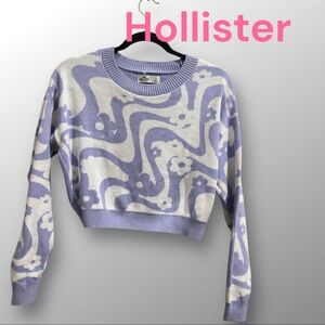 Hollister Women's Lavender and Cream Patterned Sweater